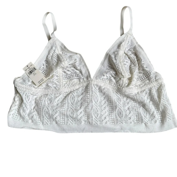 Aerie Womens White Lace Bralette Crop Top Size Large Adjustable Straps - Picture 1 of 3